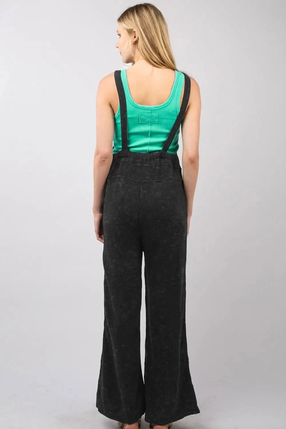 VERY J Texture Washed Wide Leg Overalls - Love Salve